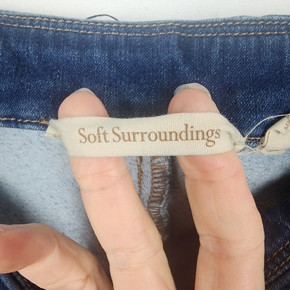 Soft Surroundings Women's Denim Lean Line Stirrup Jeans Size M Pull On Elastic - Picture 5 of 7